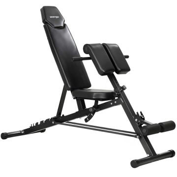 Training bench, 6 backrest and 3 seat positions, Black, 180 × 93.5 × 68.5 cm