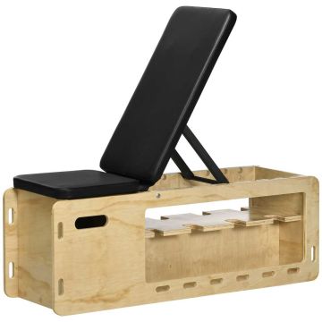 Weight bench, with barbell rack, 110 × 35 × 43–107 cm