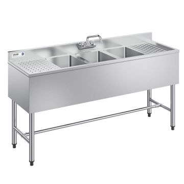 Трёхсекционная мойка VEVOR JC-BAR-3B60-LR-320, 2 крыла, 1524 × 470 × 838 мм