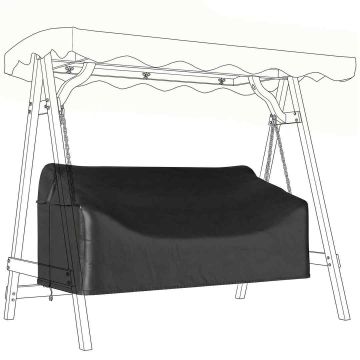 Three-seater outdoor swing cover, waterproof, black, 185x76x81 cm