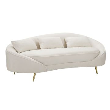 Sofa trzyosobowa Oslo, 3-osobowa z 3 poduszkami, beżowo-złota, 185 × 68 × 84 cm