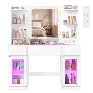 VASAGLE dressing table RDTB35145WB01, 2 cabinets, 107 × 40 × 144.5 cm