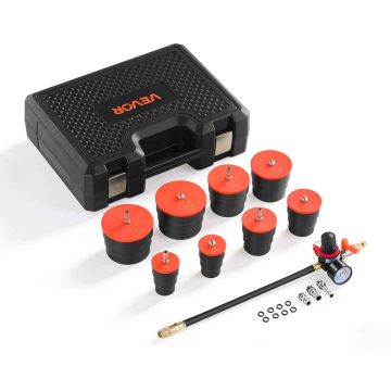 Zestaw do testowania szczelności turbosprężarki VEVOR XC0150, 4 pary adapterów, 4 pary przyłączy powietrza, 40 × 14 × 30 cm