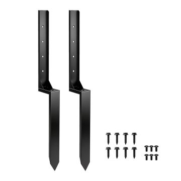Fence post repair supports, 2 pcs, Black, 81 × 5.5 × 12 cm