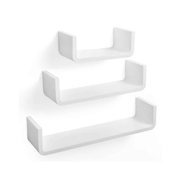 U wall shelf set, 3 pieces, white