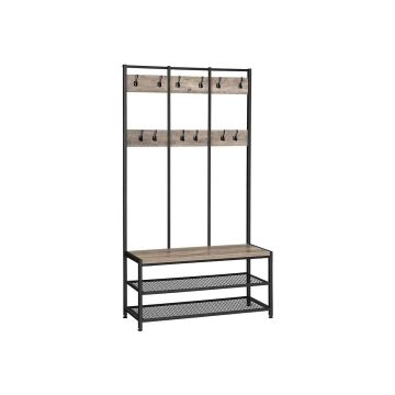 Outerwear rack and shoe bench HSR086B02, gray/black