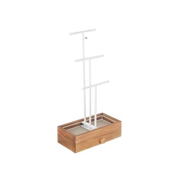 2-in-1 jewelry holder, vintage brown and white