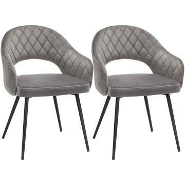 2 pcs modern kitchen chairs dining chair set grey