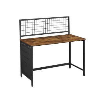 Computer desk with mesh wall and pockets