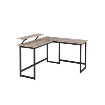 L-shaped computer desk gray-black