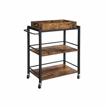 Kitchen trolley with removable brown tray, brown/black