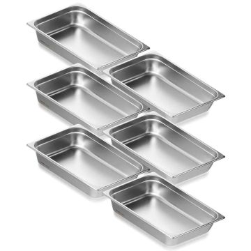 6 pcs stainless steel hotel pans, 4 inch deep, 0.8 mm thick, commercial