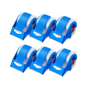 Clear packing tape with dispenser, 1.88" x 25 yards, 6 rolls, 1.5" thick