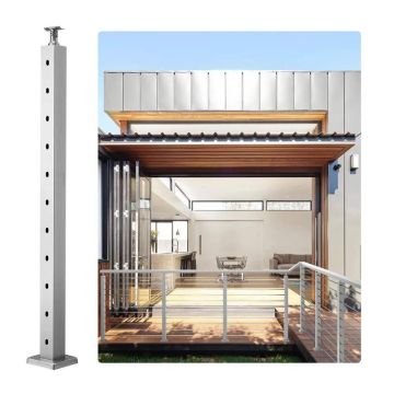 Słupek balustrady kablowej srebrny, 91,4x5,1x5,1 cm, 1 szt.
