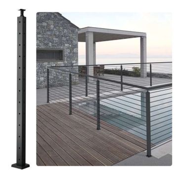 Słupek balustrady kablowej, w kształcie litery L, stal SUS304, czarny, 42" x 2" x 1"