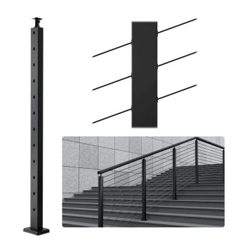 Słupek stalowy do balustrady kablowej, stal nierdzewna SUS304, 42"x1"x2", kąt 30°, 12 otworów