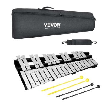 30-note bell and xylophone percussion set with mallets and bag