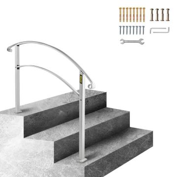Handrails for outdoor stairs, white wrought iron, concrete or wooden
