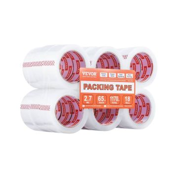 Clear packing tape, 3 inches wide, 18 rolls, 2.7 mil thick