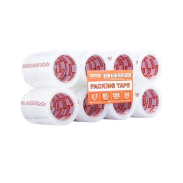 Clear packing tape 3 inch, 24 rolls, 1.88 inches x 65 yards, 2.7 mil thick