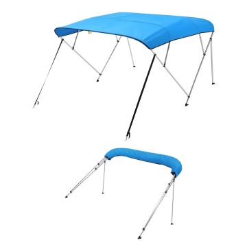 Boat bimini top, 4 arches, 600D polyester, aluminum frame, waterproof, Pacific blue, 96"x67-72"x54"