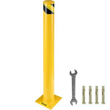 Yellow steel security post 107x11.4 cm with screws