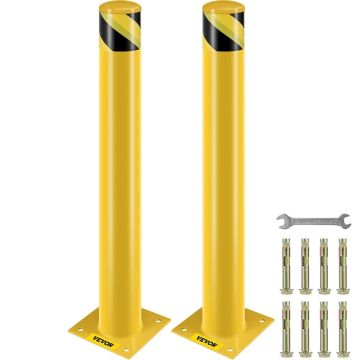 Yellow steel security post, 36 inches, 4.5 inches diameter