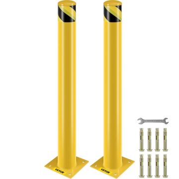 Yellow steel security post, 42 inches, 4.5 inches diameter