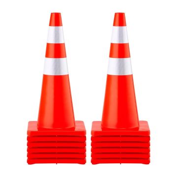 Safety traffic cones, 73 cm, 12 pcs., orange PVC, with reflective collars