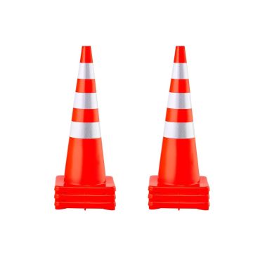 Pomarańczowe pachołki drogowe z PVC, 6 x 36 cali, z odblaskowymi kołnierzami
