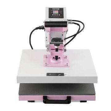 Heat press 38x38 cm, retractable, for heat transfer, pink