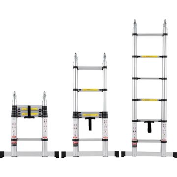 Telescopic Aluminum A-Shape Ladder, 12.5 Feet, Foldable, 150kg Load Capacity