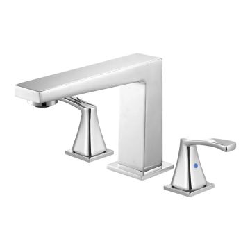 Roman silver bathroom faucet with 3 holes, rectangular spout