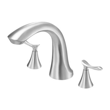 Roman brushed stainless steel bathroom faucet with 3 holes and 2 handles