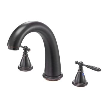 Roman bronze bathroom faucet with 2 handles and high arch spout, table mounted, 3 holes