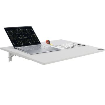 Folding white wall table 81.5x49.7 cm with iron bracket
