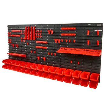 Wall-mounted plastic tool boxes, 30 pcs., black-red
