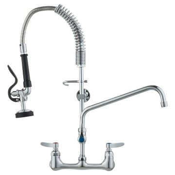 Commercial kitchen faucet with spray lever, brass, 25 inches high