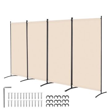 Folding 4-panel room divider, beige