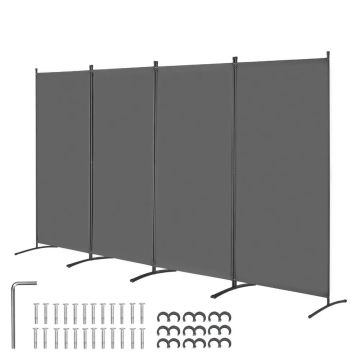 Foldable Gray 4 Panel Room Divider for Privacy