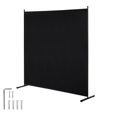 Freestanding Black Room Divider, 6 Feet, Privacy Screen