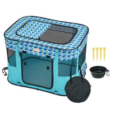 Foldable Pet Playpen, 32"x24"x22", 600D Oxford Fabric, Portable, Indoor and Outdoor