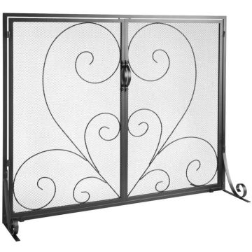 Fireplace grate with door, iron, 990x802 mm, spark protection