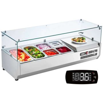 Refrigerated condiment station, 304 stainless steel, 140 W, countertop