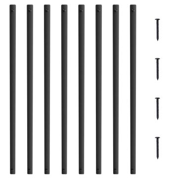 Zestaw tralek metalowych, 51 szt., matowa czerń, stop aluminium, do balustrad tarasowych