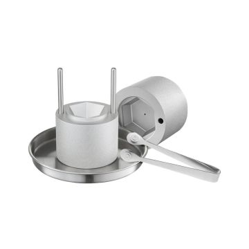 Diamond ice press, for making 2.4 inch balls, aluminum with tongs and tray