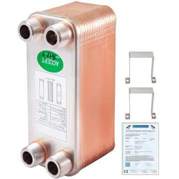 Plate heat exchanger 3/4" MNPT, stainless steel 316L, hydraulic cooler