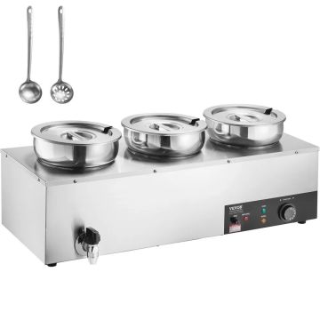 Electric soup warmer, 3 x 7.4 L stainless steel pots, 1200 W, adjustable temperature, for restaurants