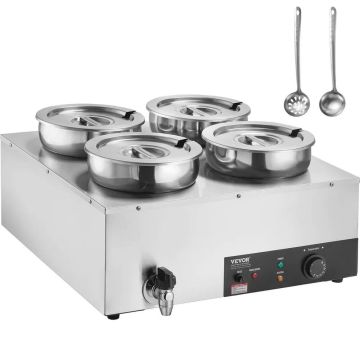 Electric soup warmer, 4 x 7.4 L stainless steel pots, 1500 W, adjustable temperature