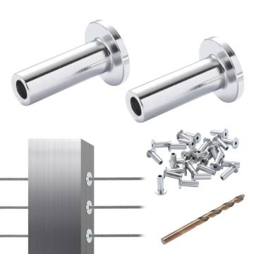 T316 stainless steel safety sleeves for 3.2 mm wire ropes, 121 pcs.